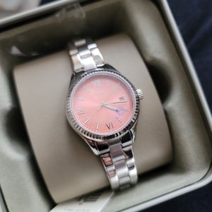 NIB! AUTHENTIC FOSSIL RYE SILVER PINK BQ3805 WOMEN'S DATE WATCH IOB